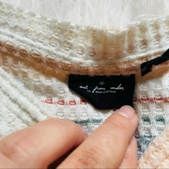 Urban Outfitters | Pastel Jojo Striped Henley Tie Front Thermal | Size Small - Picture 4 of 8